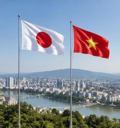 Japanese and Vietnamese flags