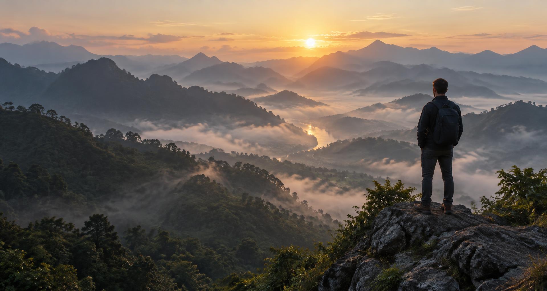Looking towards a new day in the Vietnamese mountains